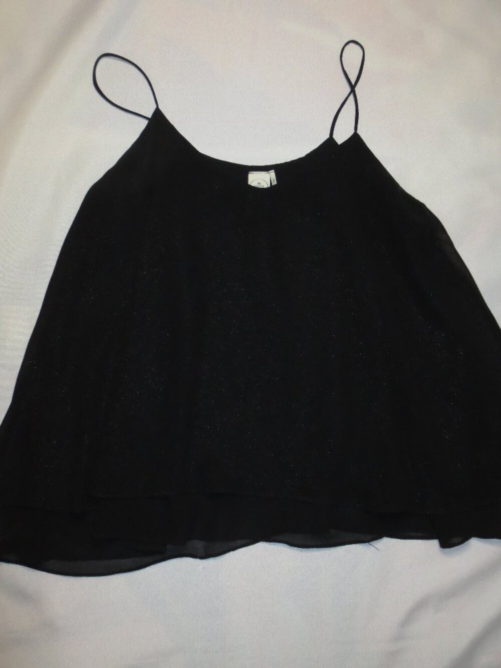 PAPER CRANE womens TOP black SPAGETTI STRAP sparkle CLUB tank SHIRT SIZE S